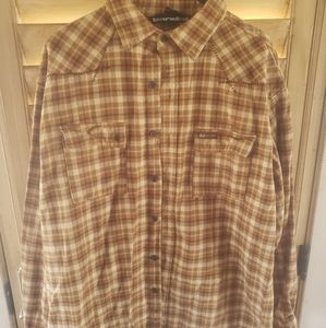 mens banded flannel shirt